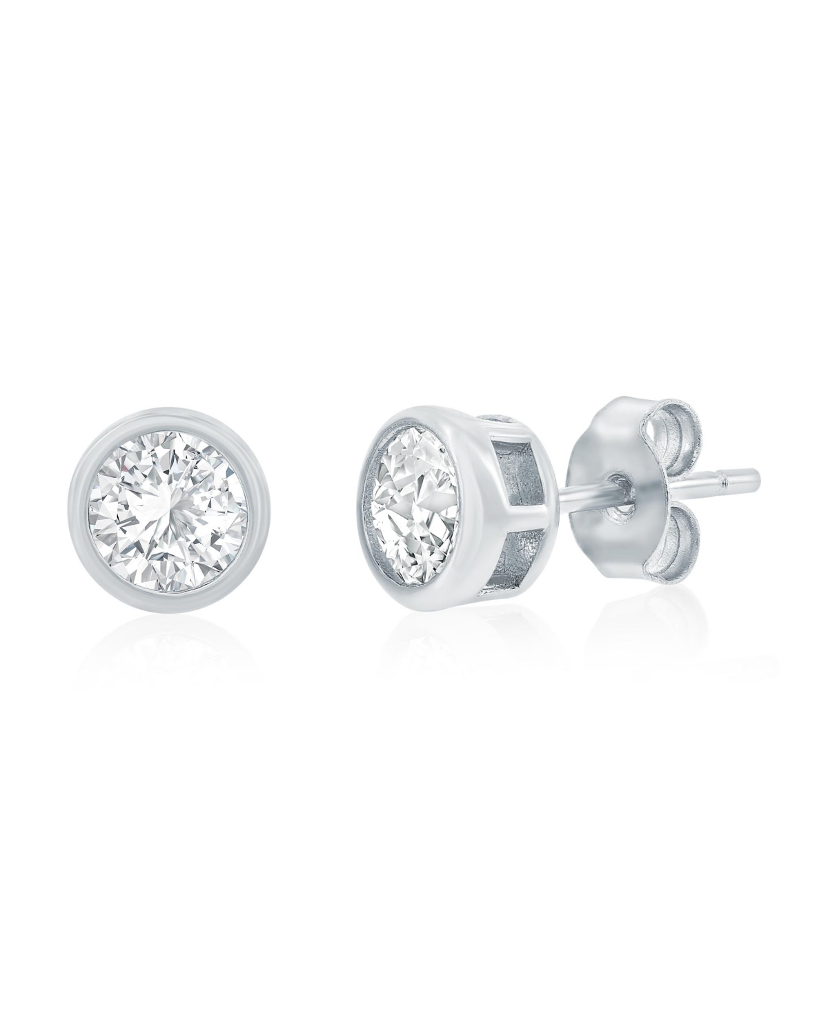 Sterling Silver, 3-Pair Multi-Shaped Cz Studs