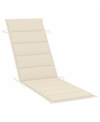 Sun Lounger Cream Solid Acacia Wood Adult Foldable