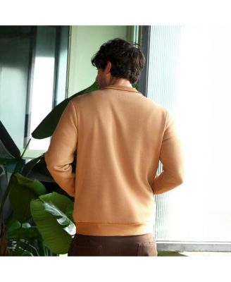 Men's Rust Orange Panel-Stitch Knit Sweatshirt