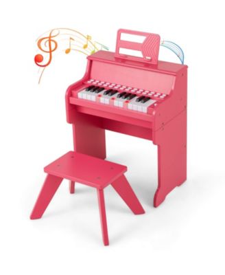 25 Keys Digital Piano with Music Stand Stool Lighted Keys Teaching Mode for 3+ Kids