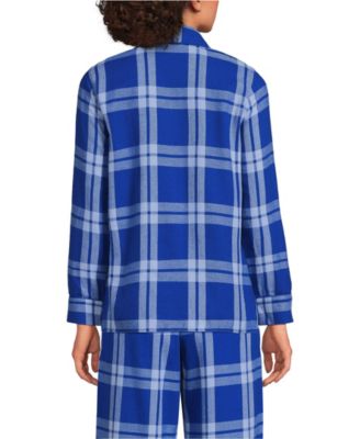 Women's Petite Long Sleeve Print Flannel Pajama Top