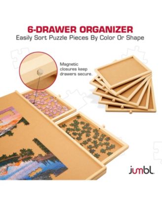 1500-Piece Puzzle Board with Drawers, Lazy Susan & Cover - Rotating Wooden Jigsaw Puzzle Table