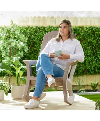 Plastics Rockaway Heavy Duty All-Weather Outdoor Rocking Chair, Taupe
