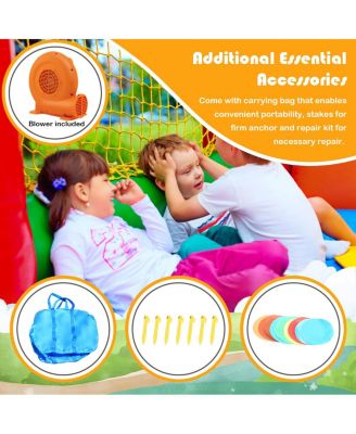 Inflatable Kids Bounce House with Slide, Climbing Wall, and 550W Air Blower