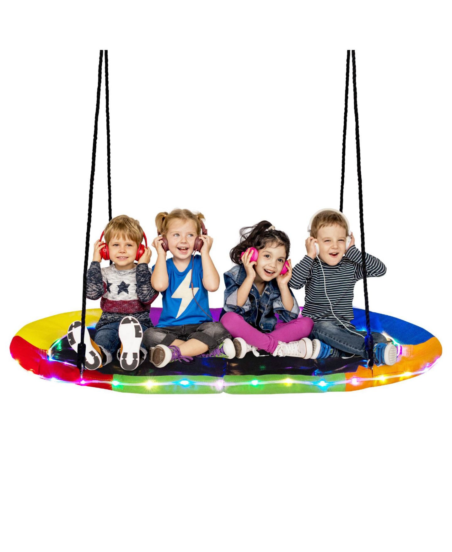 Детская игрушка HONGGE 60-Inch LED Saucer Tree Swing, 900-Pound Weight Capacity, Ages 3+, цвет: Colorful — фото 2