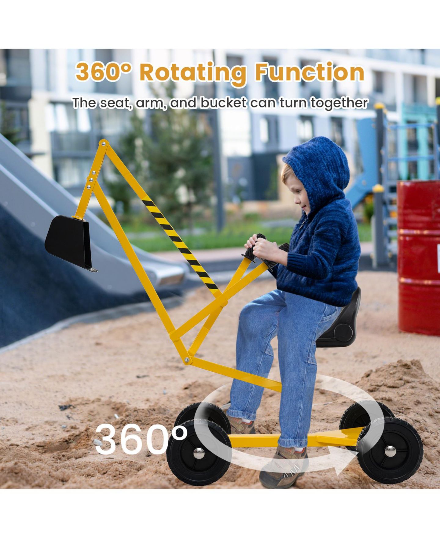 Детская игрушка HONGGE Sandbox Sand Digger Ride-On Excavator with Dual-Hand Controls, 110 lbs Capacity, Ages 3+, цвет: Чёрный — фото 9