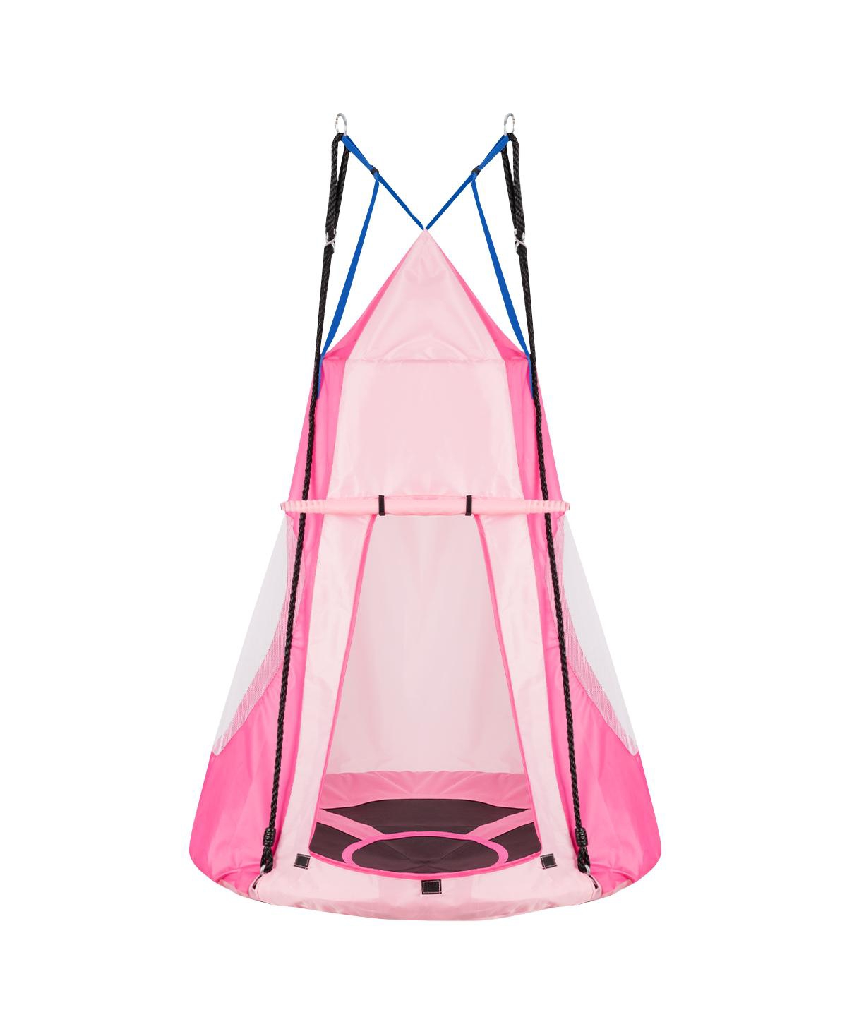 Skonyon 2-in-1 40 Inch Kids Hanging Chair Detachable Swing Tent Set-Pink