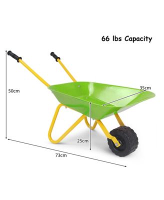 Outdoor Garden Backyard Play Toy Kids Metal Wheelbarrow-Light Green