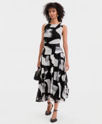 Women's Sleeveless Printed Mesh Dress