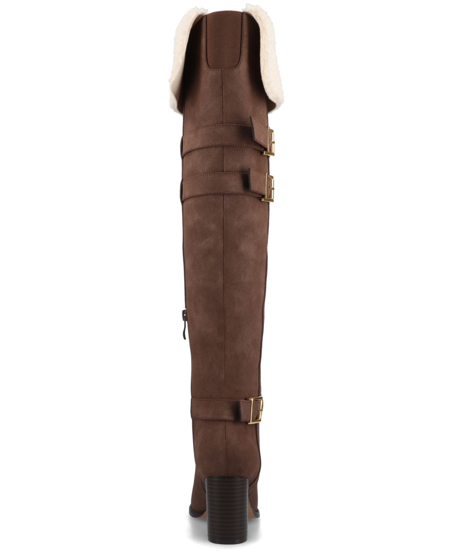 Женские ботинки Journee Collection Alyza Over The Knee Buckle Sherpa, цвет: Чёрный — фото 13