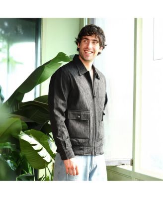 Men's Midnight Black Zip-Front Crease-Tactile Jacket