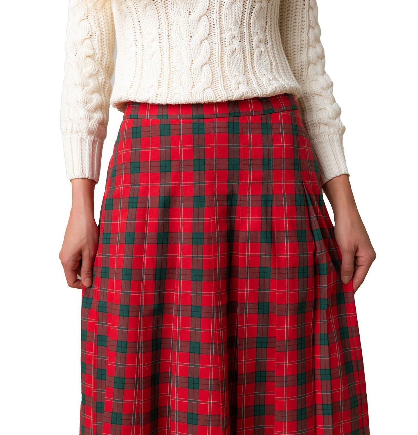 Женская юбка Hope & Henry Organic Pleated Midi, цвет: Клетчатый — фото 2