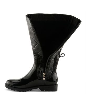 BERGAN Waterproof Quilted Rain Boots with Faux Fur Lining and Zipper Closure