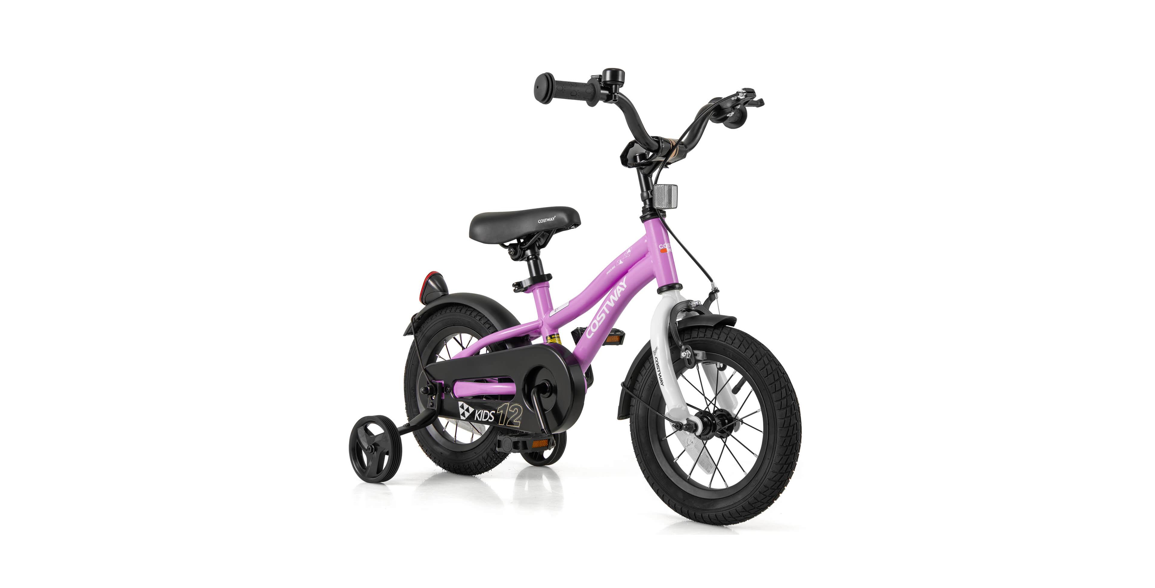 Costway 12" Kids Bike with Training Wheels & Adjustable Seat, 110 lbs Capacity, Ages 3-4