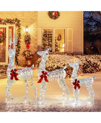 3-Piece Large Lighted Christmas Reindeer Family with LED Lights & Bows Buck