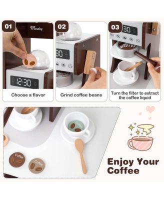 Corner Kitchen Playset with Coffee Machine Oven Microwave Washing Machine