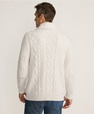 Men's Tall Long Sleeve Cotton Blend Cable Shawl Cardigan