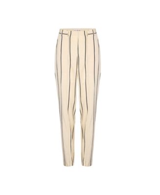 Women's Men's Striped Silk & Linen Blend Two-Zip Pants