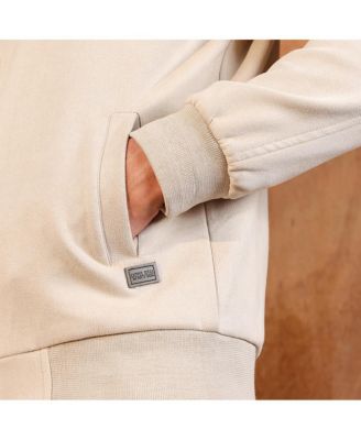 Men's Saltbox Beige Contrast Sherpa-Lined Suede Bomber Jacket