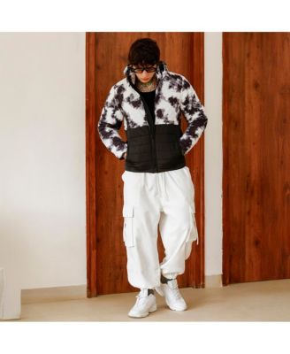 Men's Obsidian Black & Chalk White Dye-Block Quilt Puffer Jacket