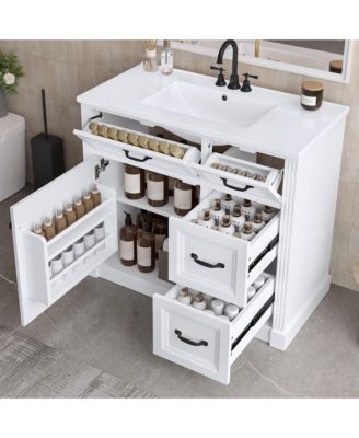 Bathroom Vanity with Sink 4 Drawers Soft Close Door and Adjustable Shelf