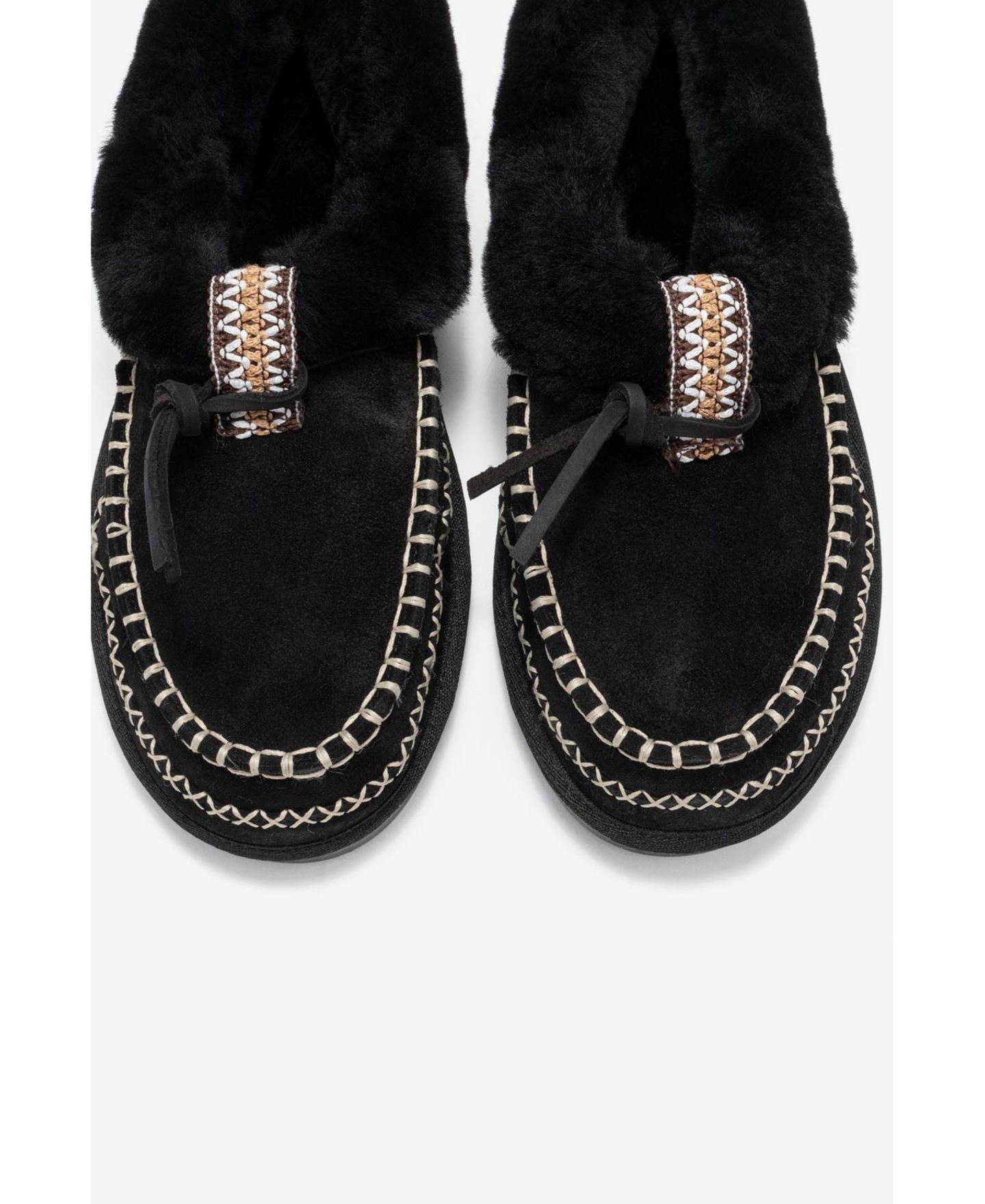 Женские тапочки Forever & Always Shoes Noriel Leather Moccasin Slippers (Women), цвет: Чёрный замшевый кожаный — фото 3