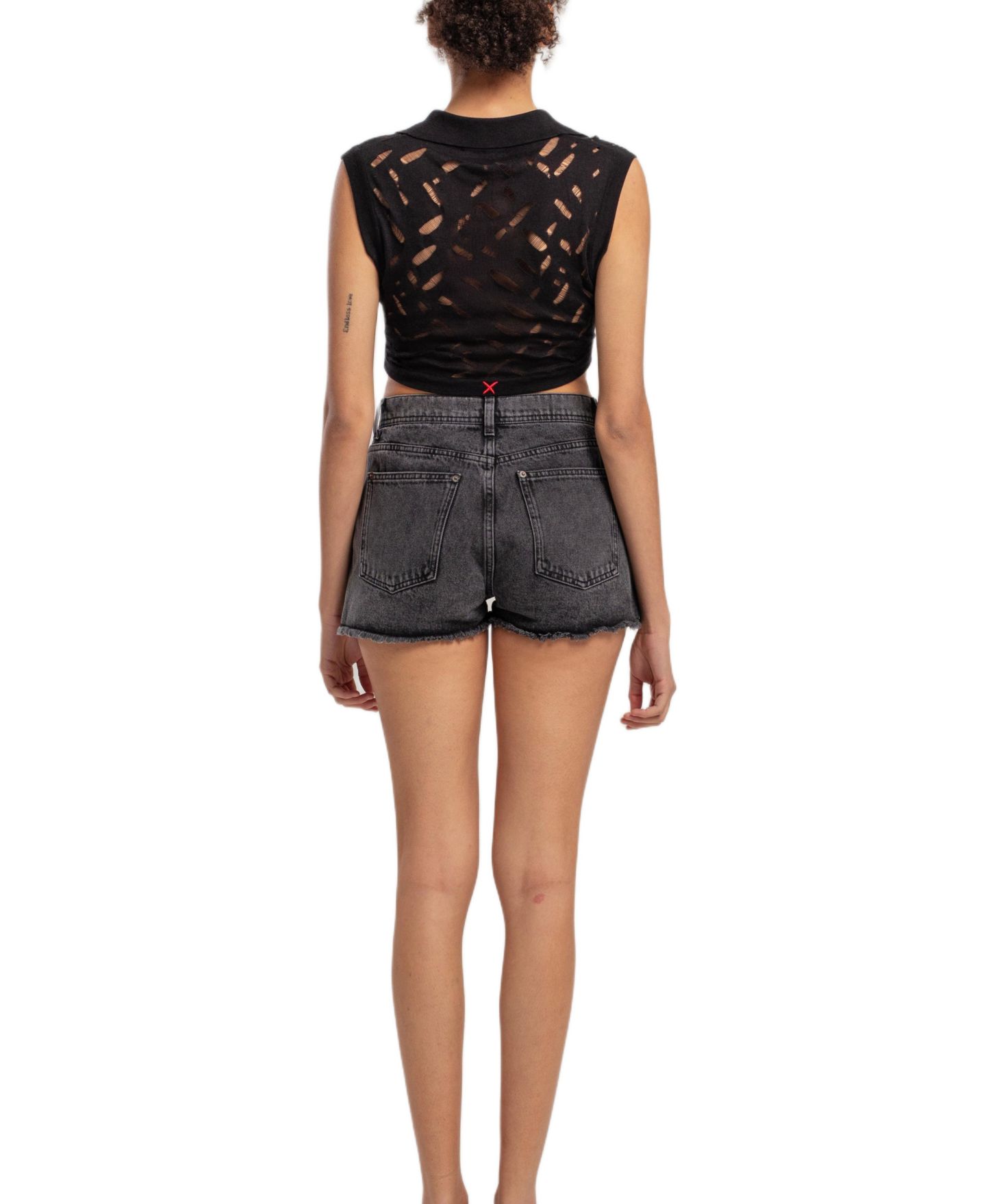 Женский топ PCFG Cropped Ripped Knit, цвет: Угольно-чёрный — фото 2