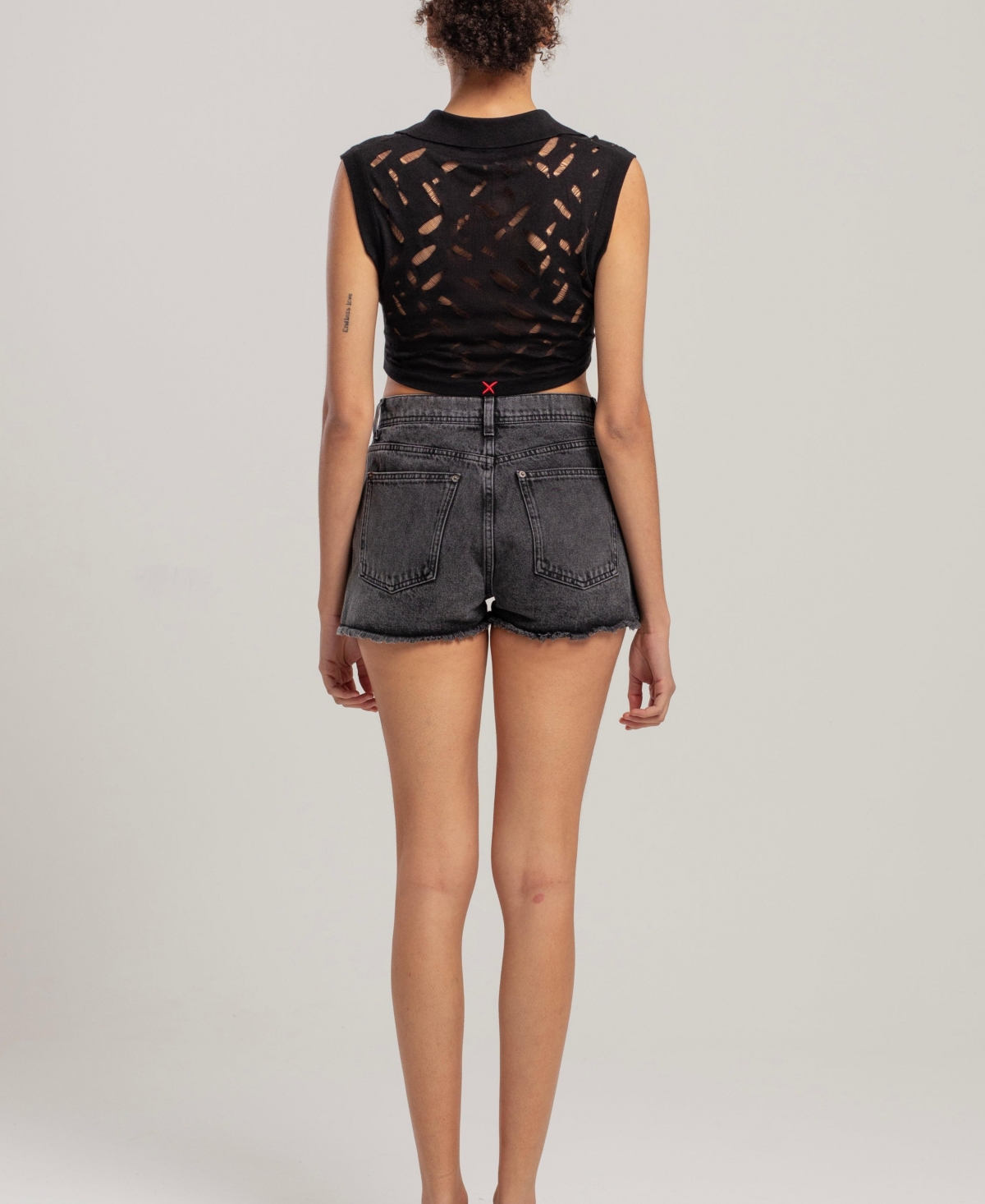 Pcfg Women's Cropped Ripped Knit Top