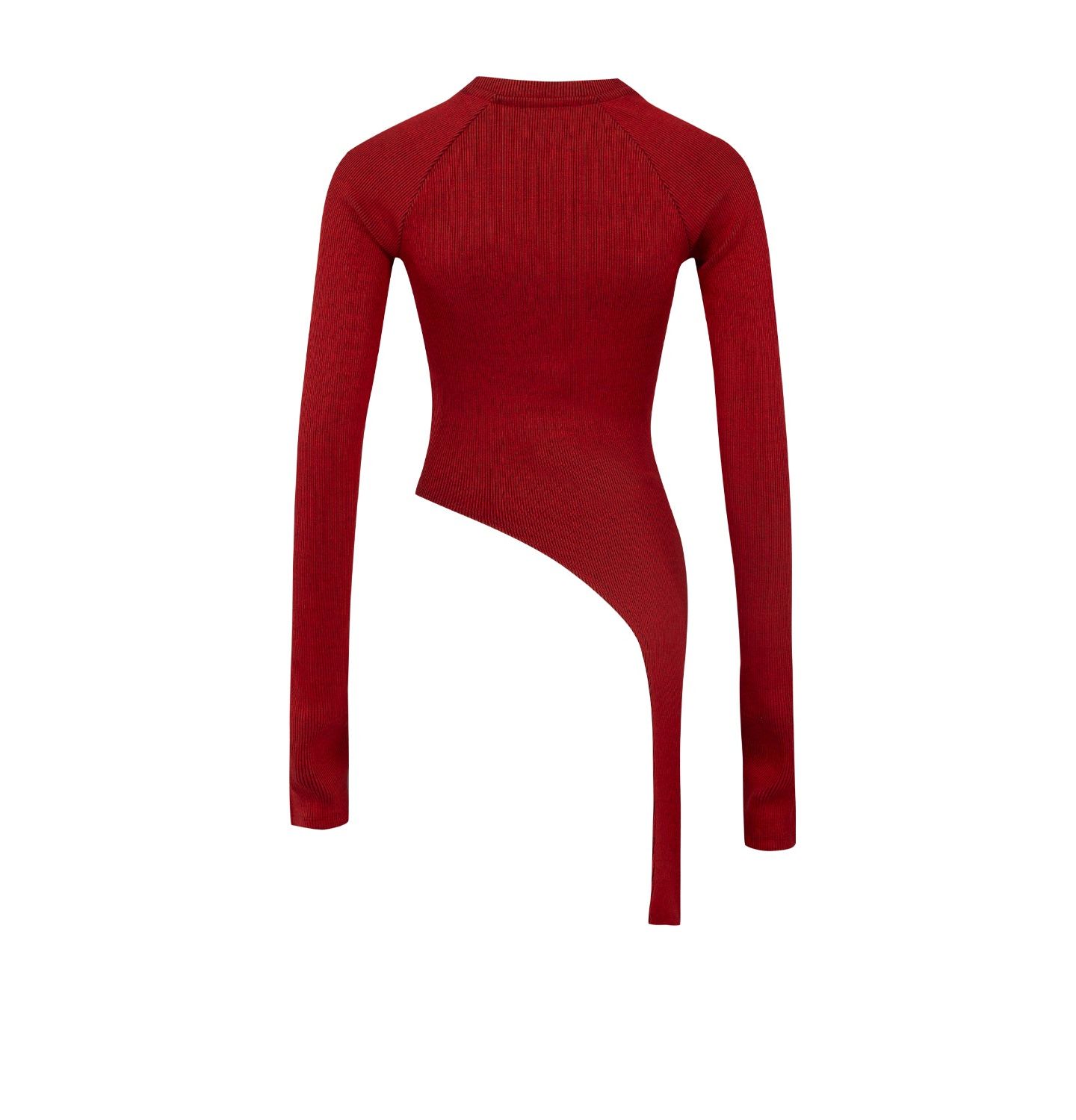 Женский топ PCFG Your itch 2 Tones Rib Long Sleeve, цвет: Красный — фото 5