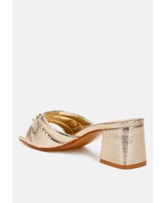 Womens Bellamy Horsebit Detail Snake Print Sandals