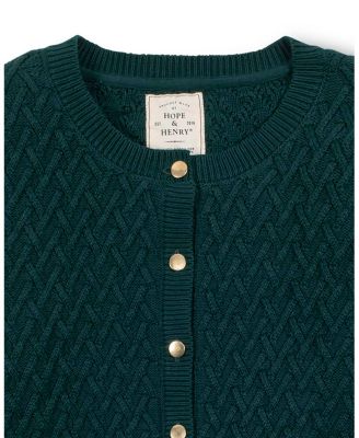 Women's Organic Herringbone Stitch Cardigan Sweater
