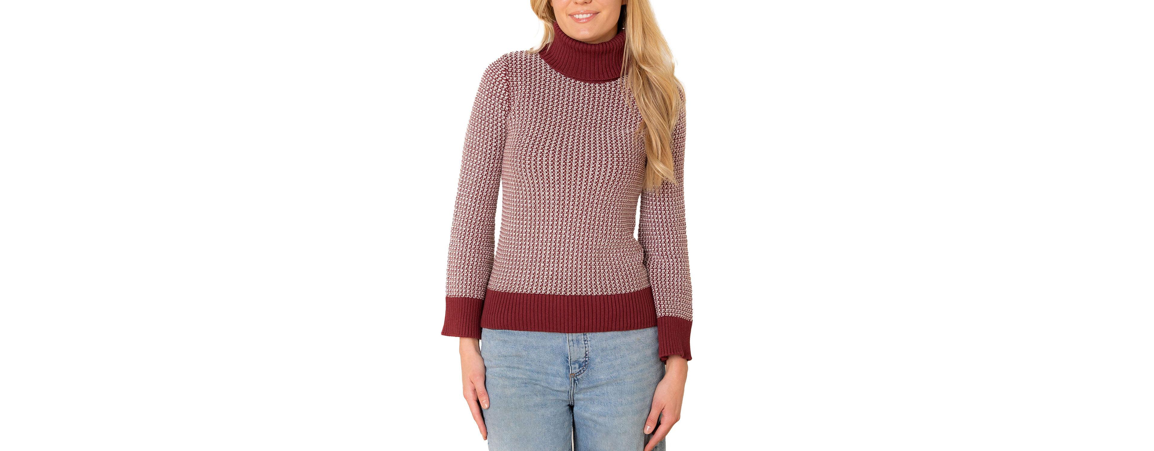 Hope & Henry Women's Organic Tweed Stitch Turtleneck Sweater