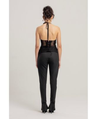 Women's Sheer Tulle Birdcage Detail Top