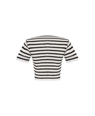 Women's Striped Short Sleeve Knit Top
