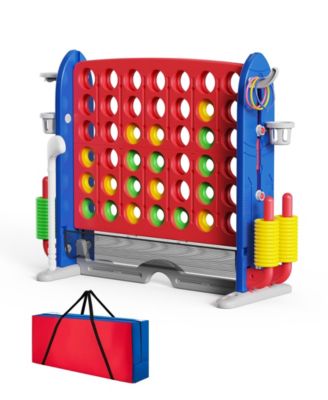 Giant 4-in-A Row Game Set for Kids and Adults with Basketball Hoop