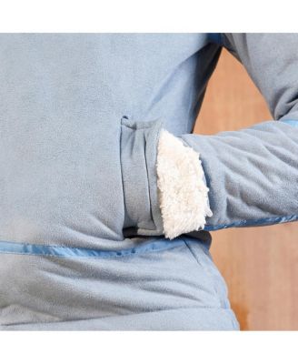 Men's Powder Blue Contrast Sherpa-Lined Suede Rider Jacket