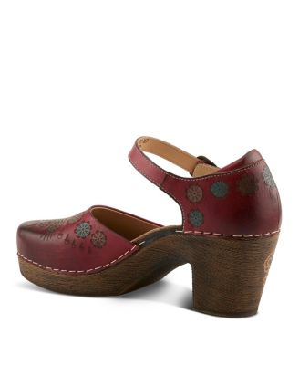 Women's Bridgitte Hand-Painted Mary Jane – Leather Floral Strap Heel With Arch Support