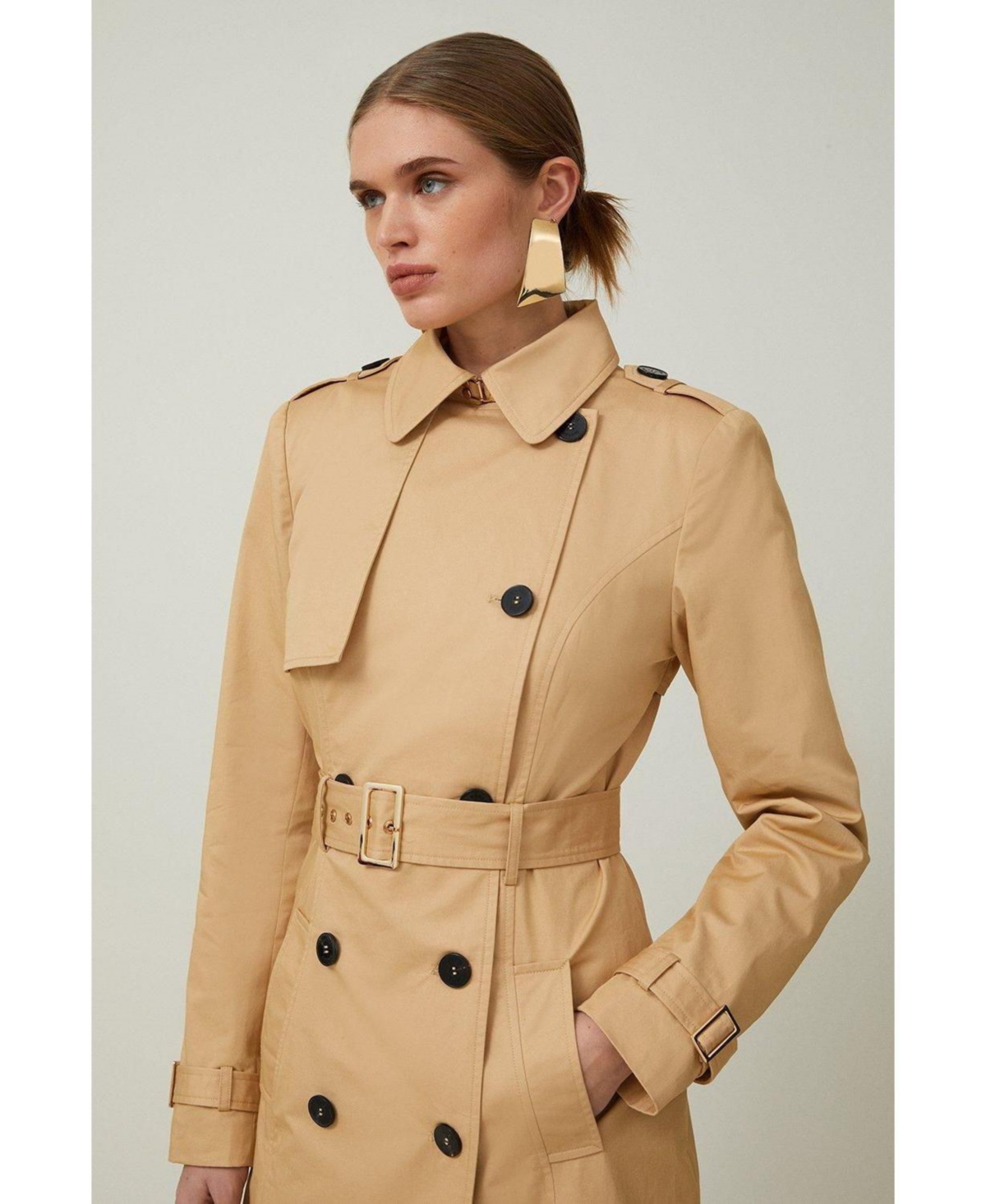 Karen Millen Women's Tailored Classic Belted Trench Coat
