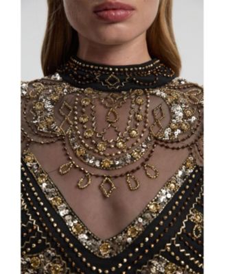 Women's Beaded Midaxi Cape Dress