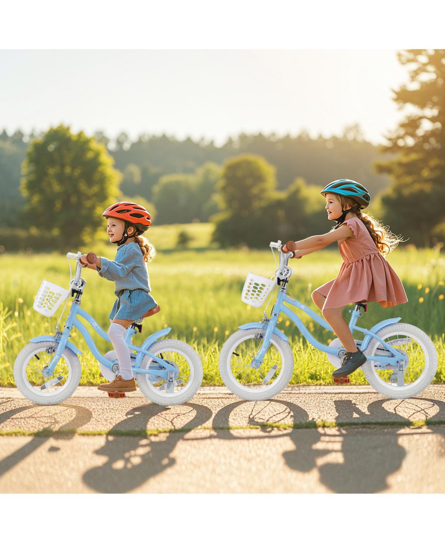 Детская игрушка SUGIFT Kids Bike with Basket, Adjustable Seat & Training Wheels, цвет: Светлый синий — фото 2