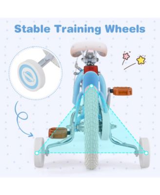 Kids Bike with Basket, Adjustable Seat & Training Wheels