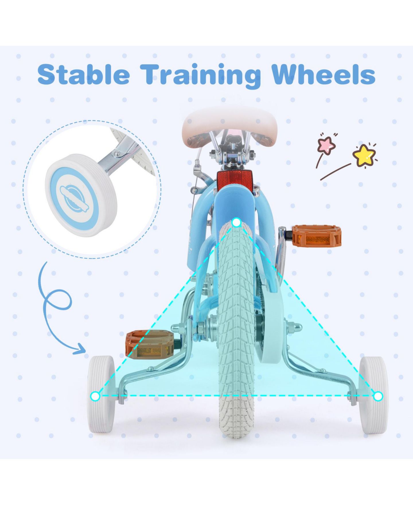 Детская игрушка SUGIFT Kids Bike with Basket, Adjustable Seat & Training Wheels, цвет: Светлый синий — фото 7