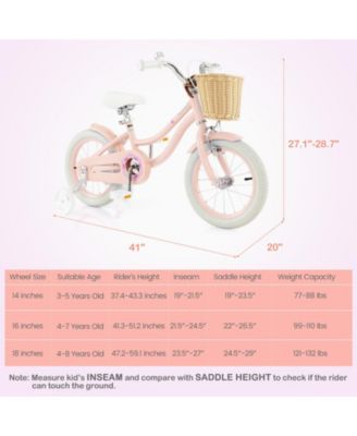 Kids Bike with Training Wheels and Adjustable Handlebar Seat