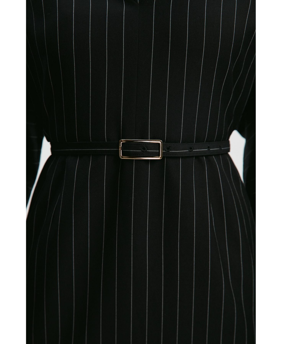 Karen Millen Women's Pinstripe Cowl Neck Midi Dress