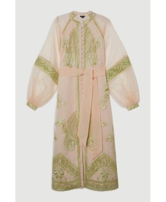 Women's Embroidered Balloon Sleeve Maxi Dress