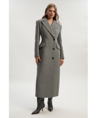 Women's Wool Blend Tailored Fitted Maxi Coat
