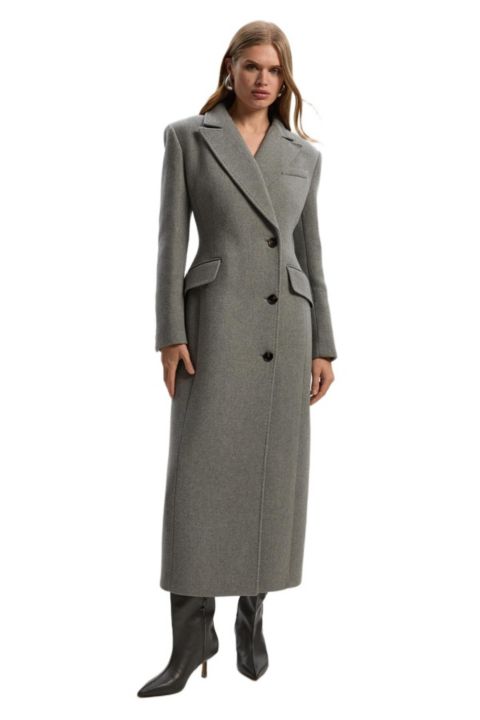 Женские куртки Karen Millen Wool Blend Tailored Fitted Maxi Coat