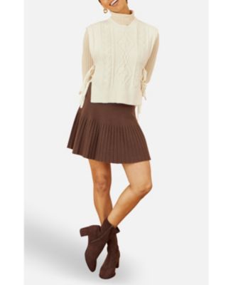 Women's Knitted Pleated Mini Skirt