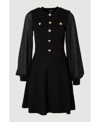 Women's Chiffon Sleeve Mini Knit Dress