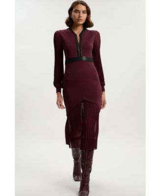 Women's Woven Sleeved Pleated Dress